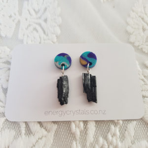 Black Tourmaline Earrings Energy Crystals 1