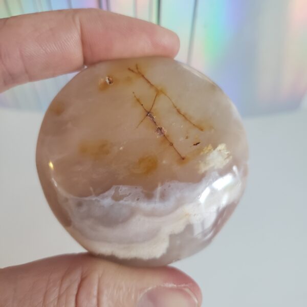 Energy Crystals Flower Agate Rounded Palm Stone 2