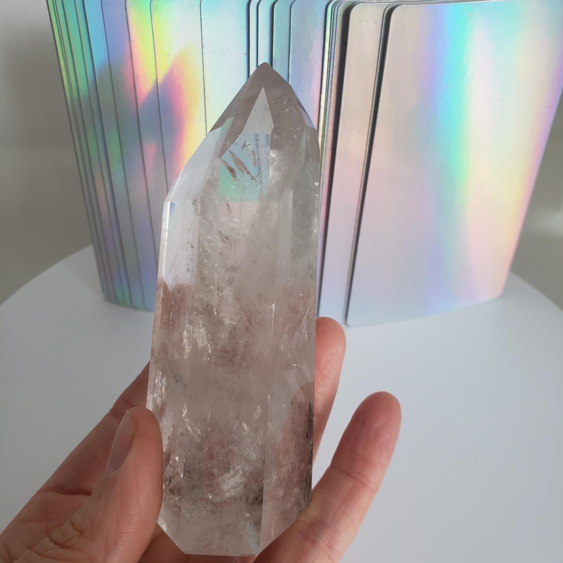 clear quartz tower