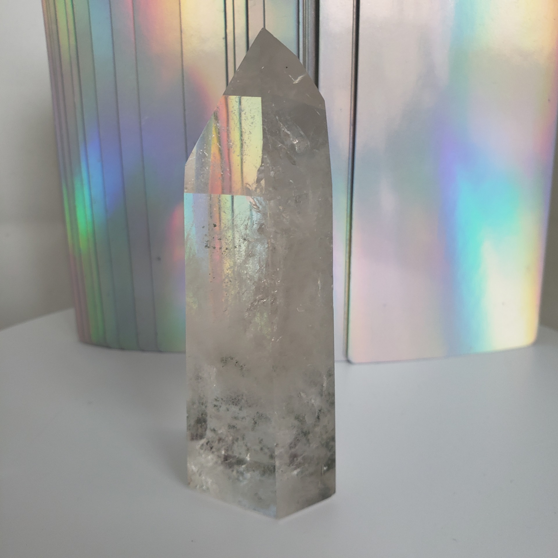 clear quartz tower