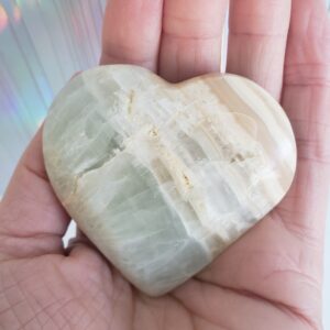 Energy Crystals Pistachio Calcite Heart (1)