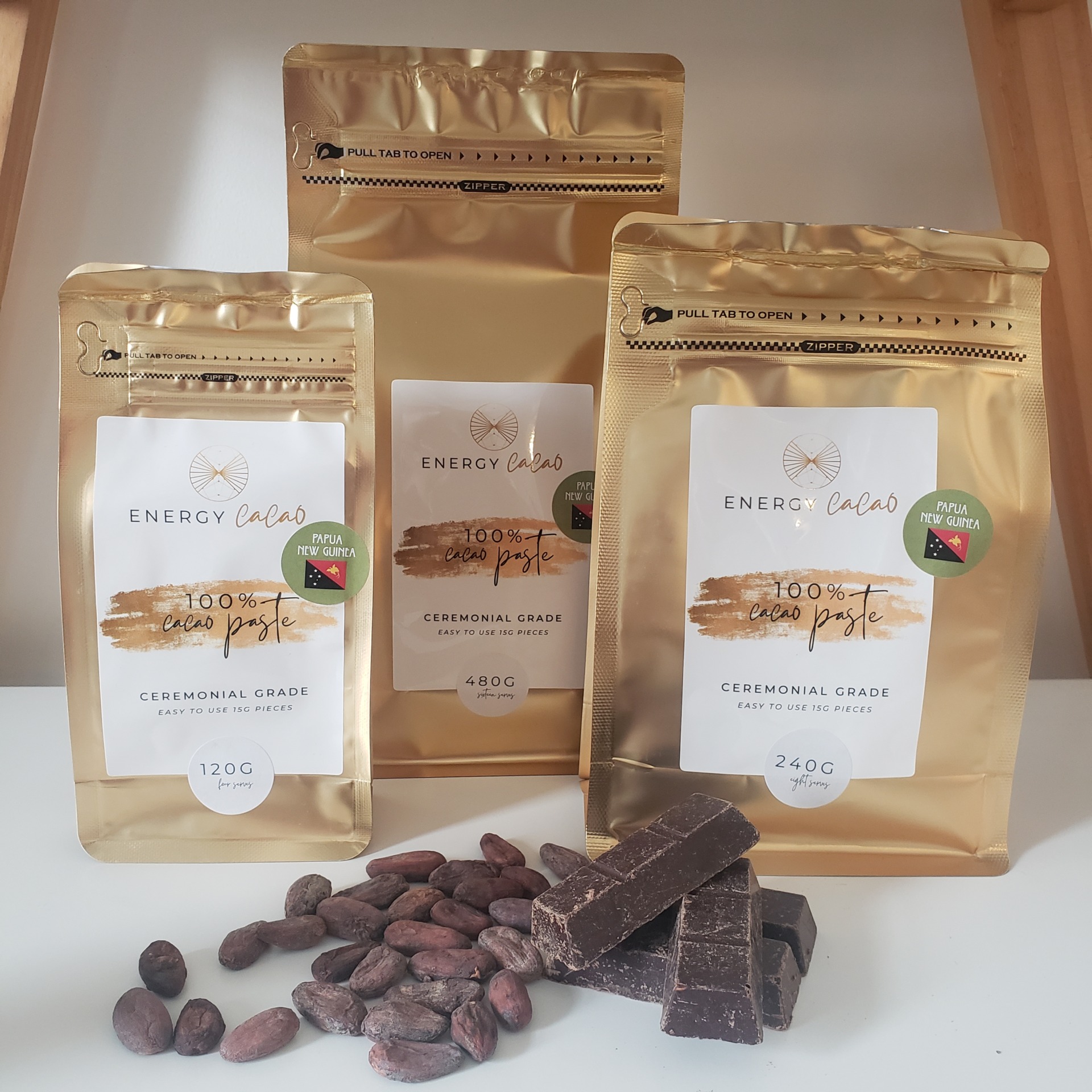 cacao paste 480g (16 serves) ceremonial grade papua new guinea pieces