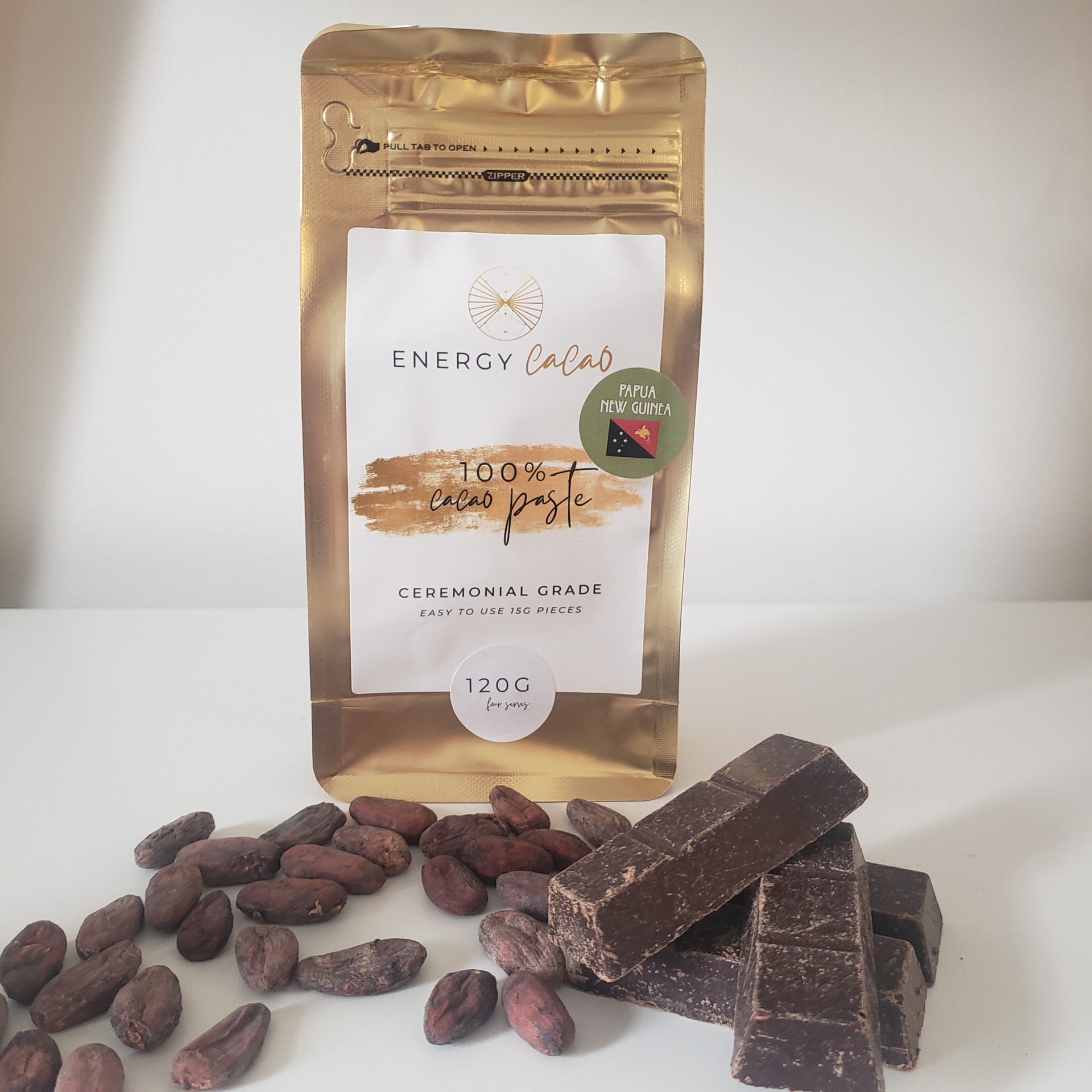 cacao paste 480g (16 serves) ceremonial grade papua new guinea pieces