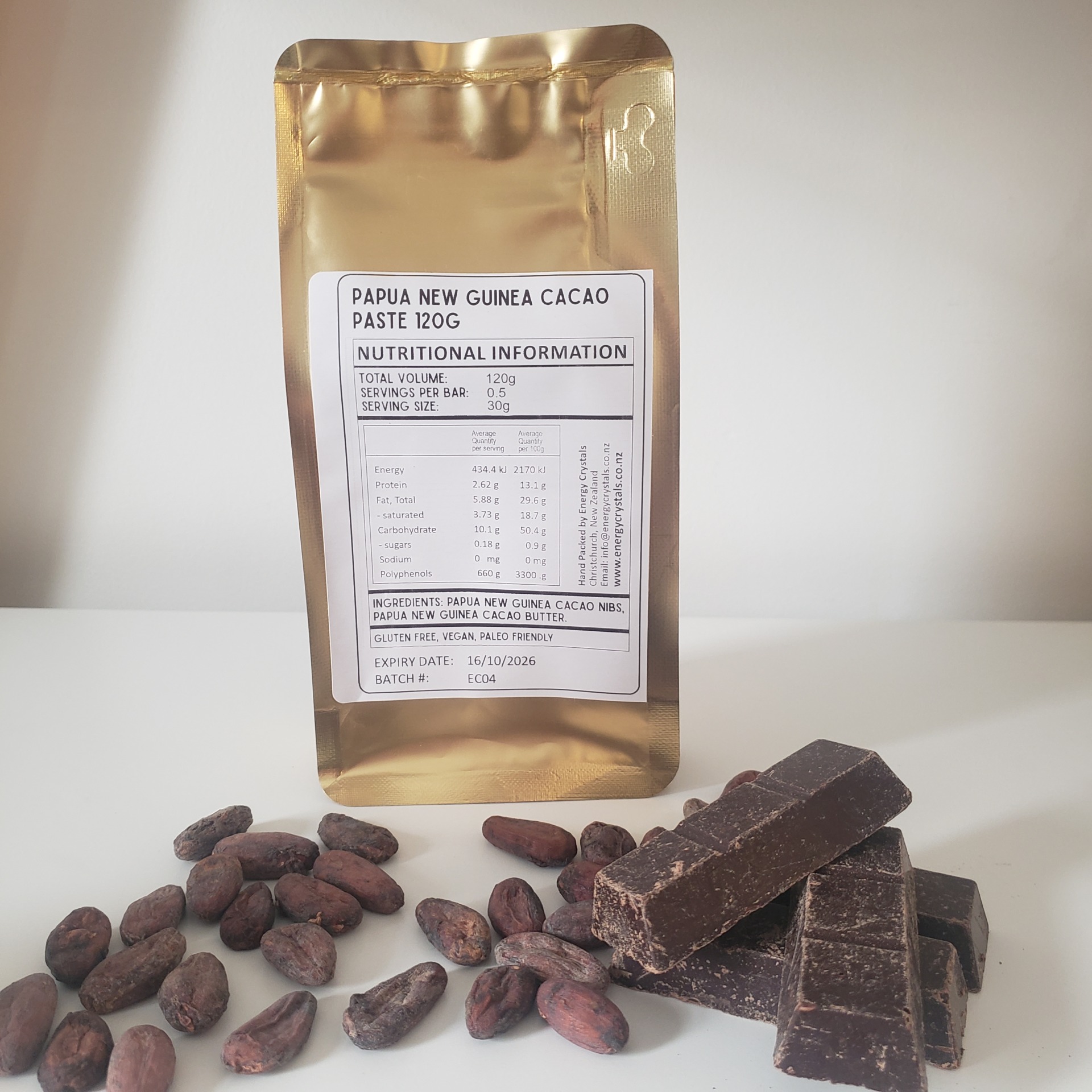 cacao paste 480g (16 serves) ceremonial grade papua new guinea pieces