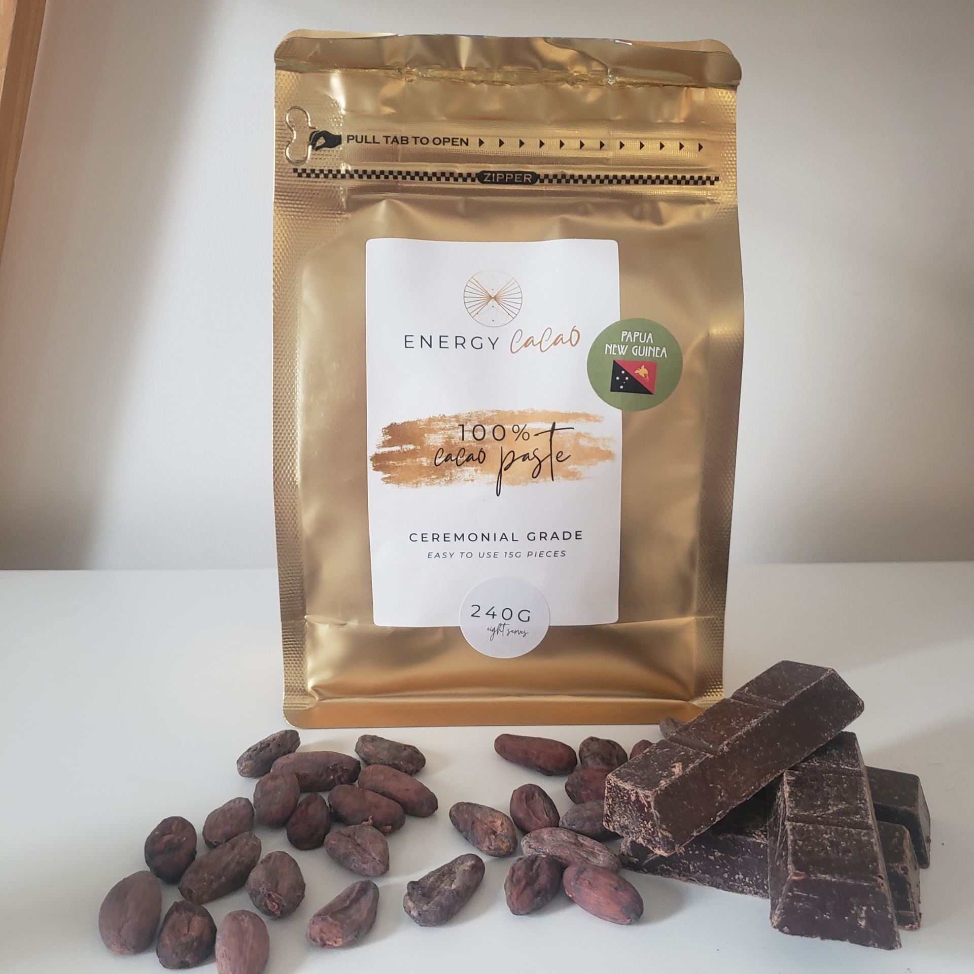 cacao paste 480g (16 serves) ceremonial grade papua new guinea pieces