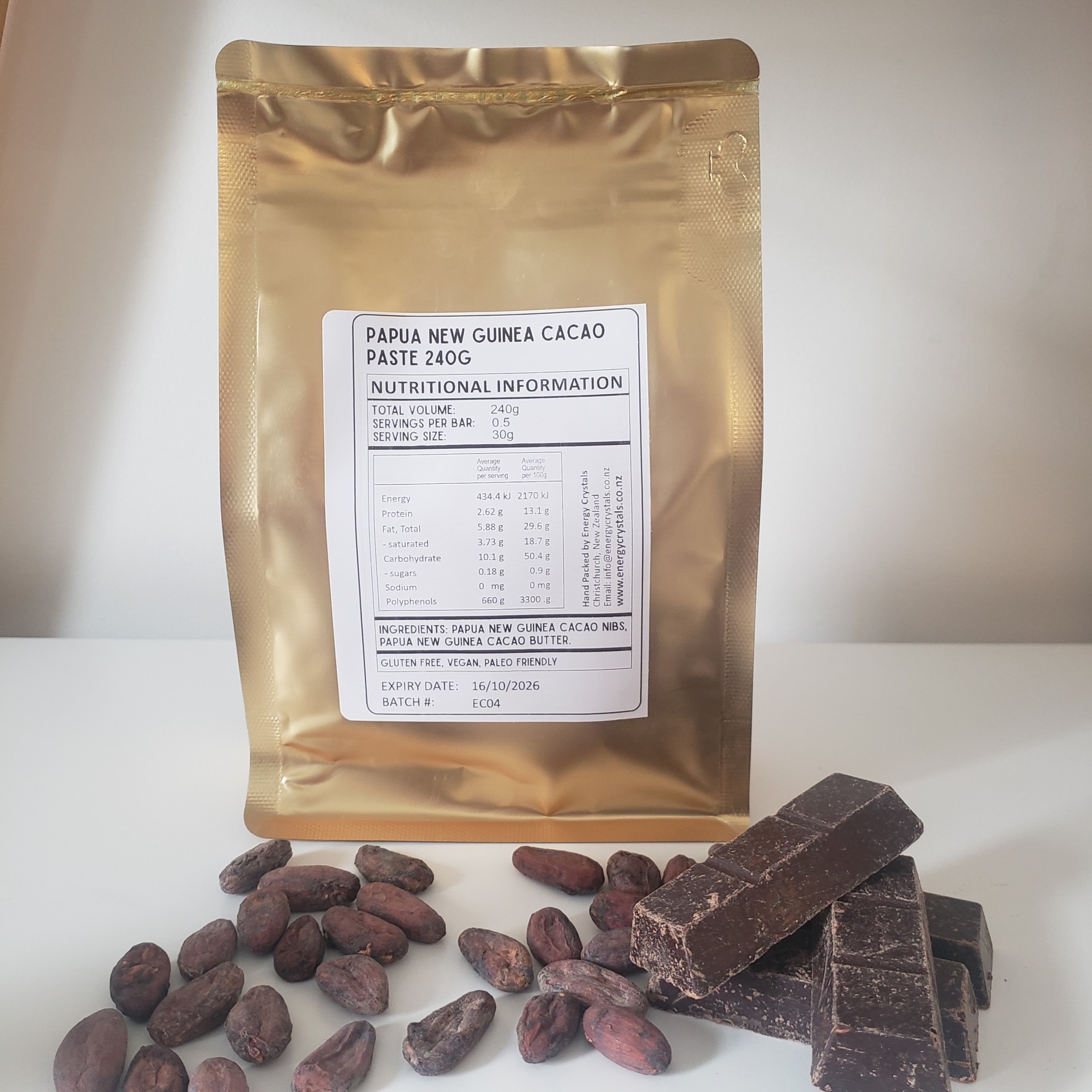 cacao paste 480g (16 serves) ceremonial grade papua new guinea pieces