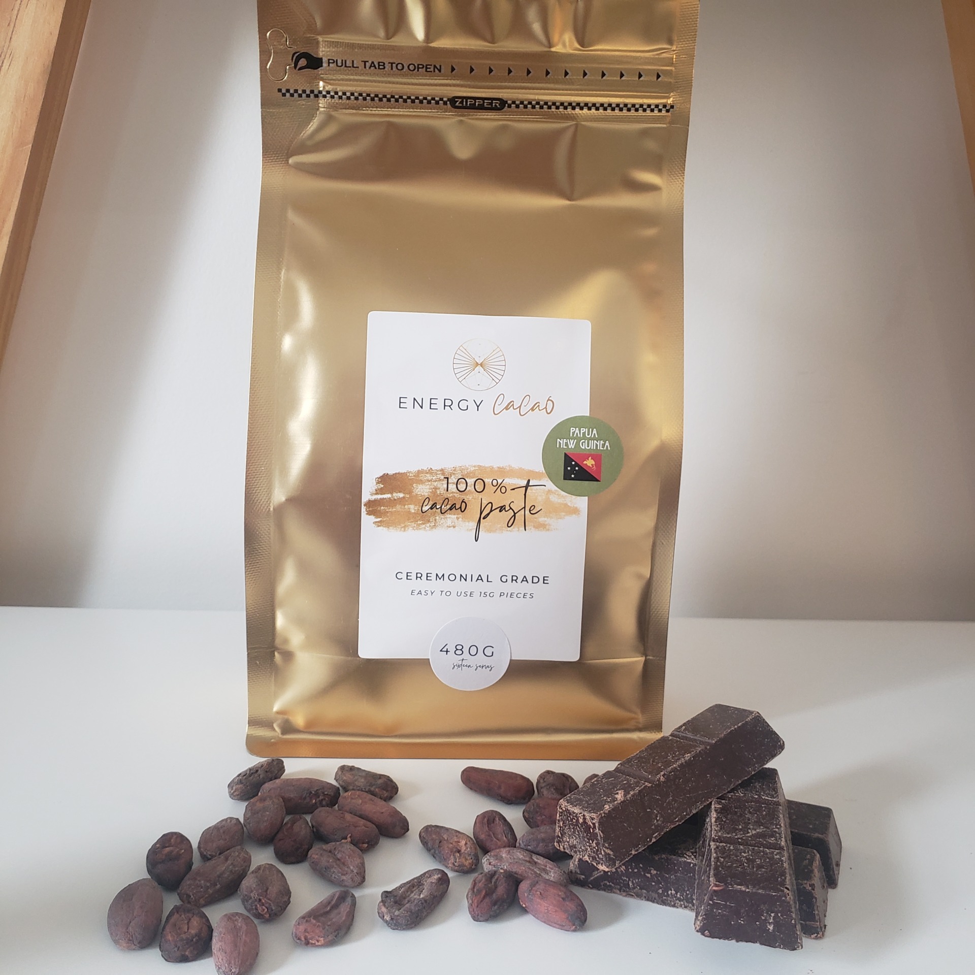 cacao paste 480g (16 serves) ceremonial grade papua new guinea pieces