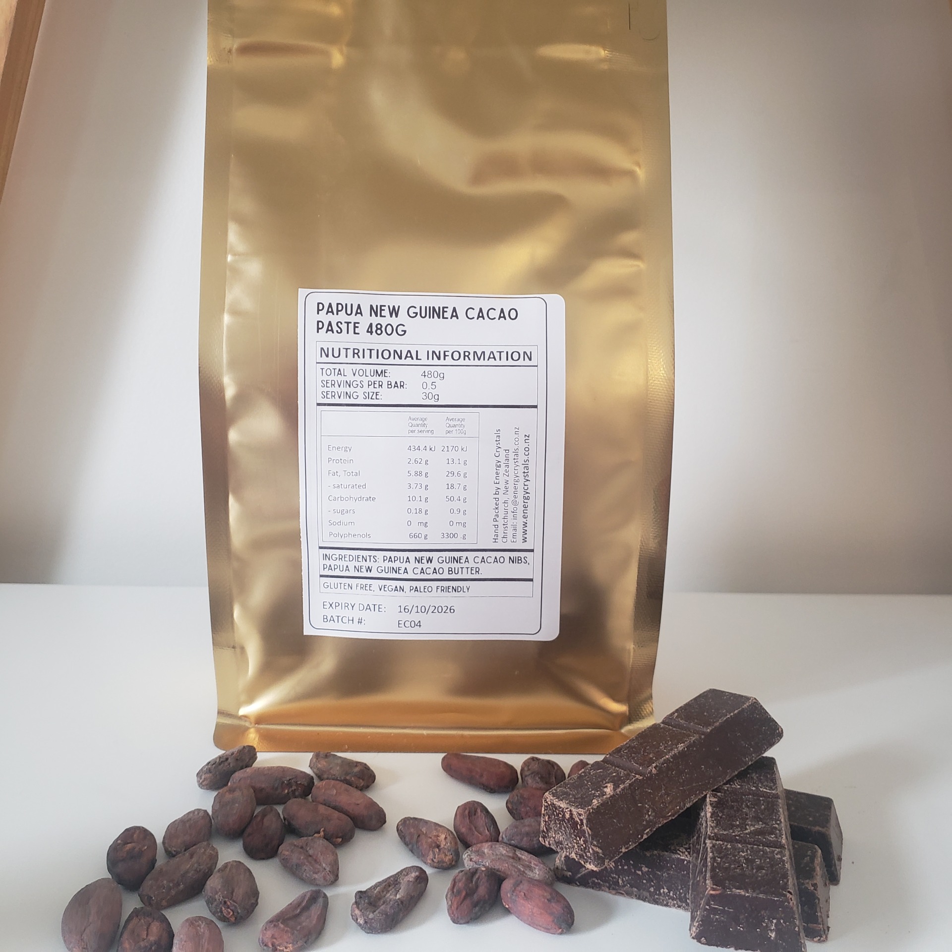cacao paste 480g (16 serves) ceremonial grade papua new guinea pieces