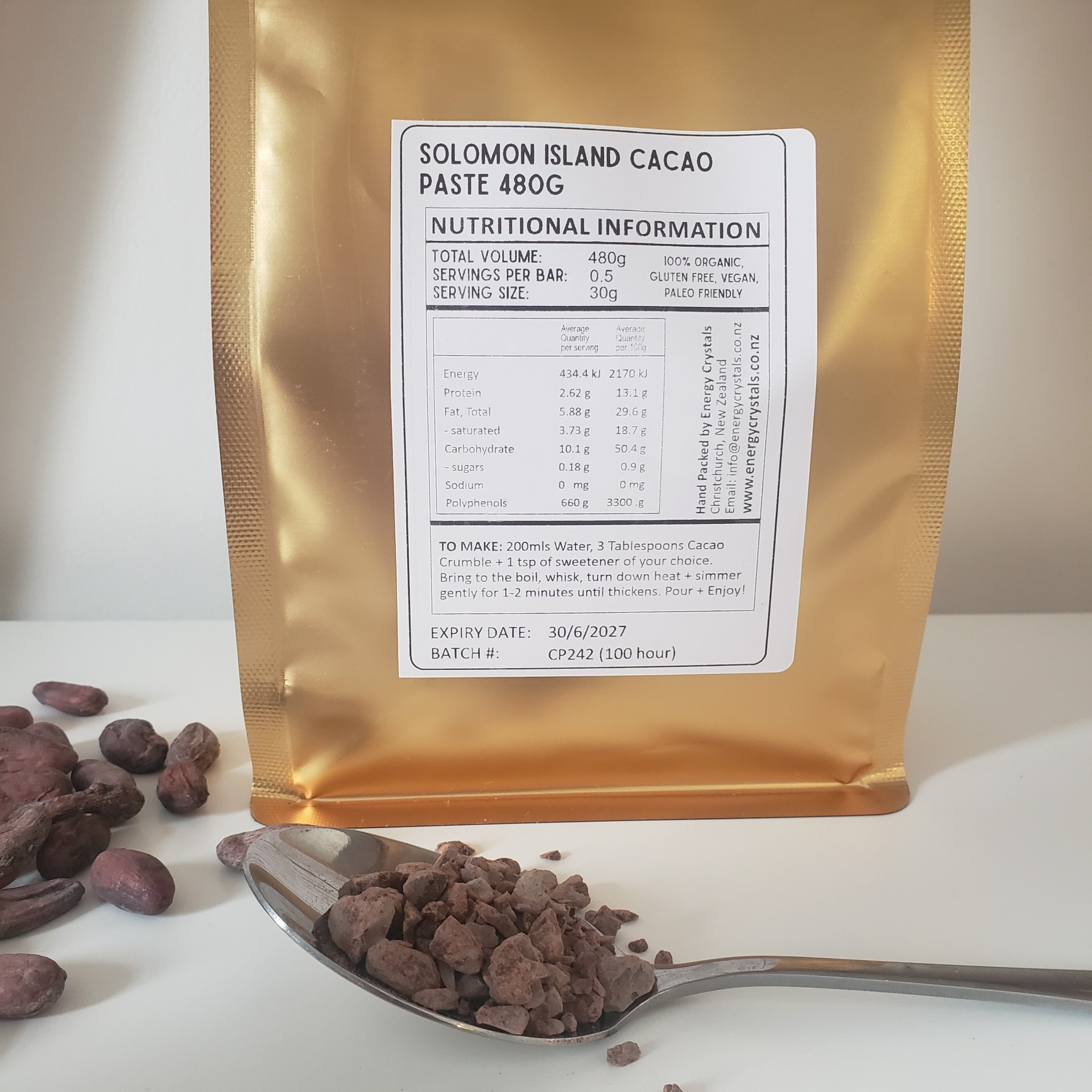 cacao paste 480g (16 serves) ceremonial grade papua new guinea pieces (copy)
