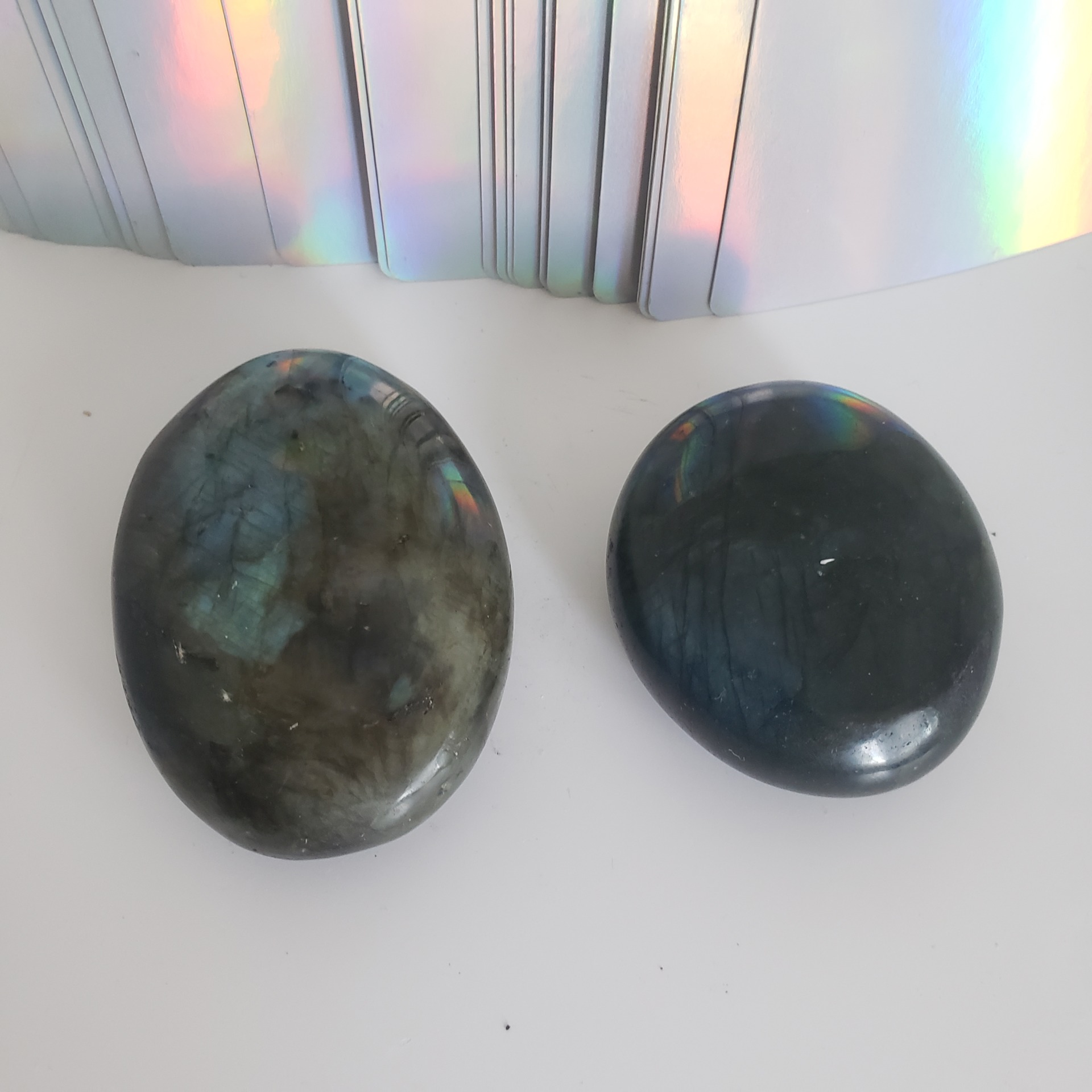 labradorite palm stone medium (blue flash) 2 left