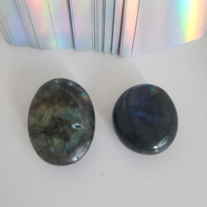 labradorite palm stone medium (blue flash) 2 left