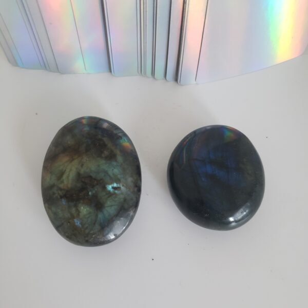 labradorite palm stone medium (blue flash) 2 left