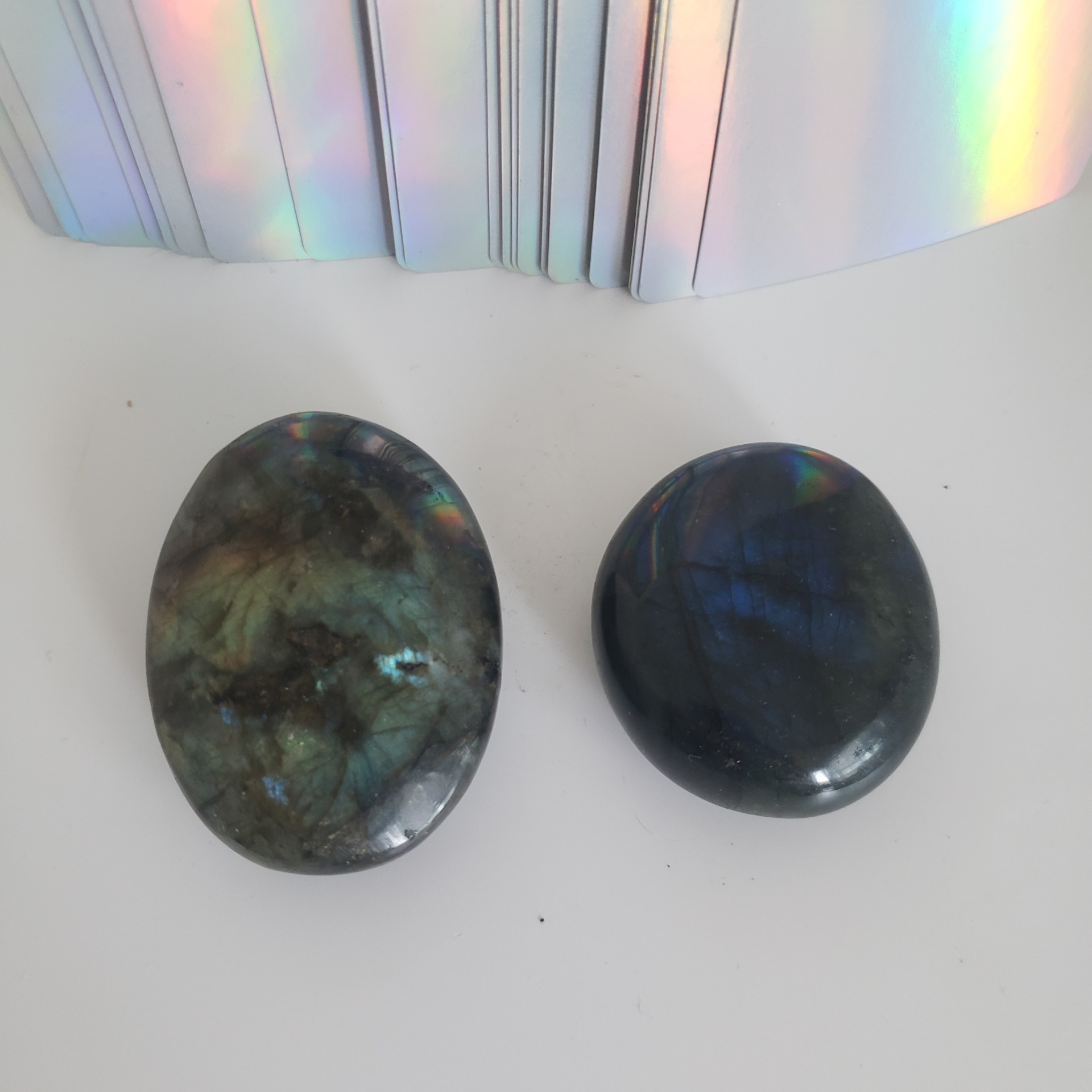 labradorite palm stone medium (blue flash) 2 left