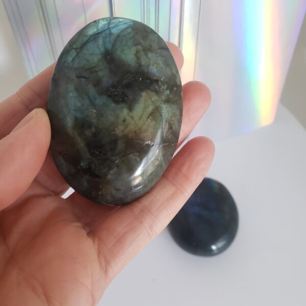labradorite palm stone medium (blue flash) 2 left
