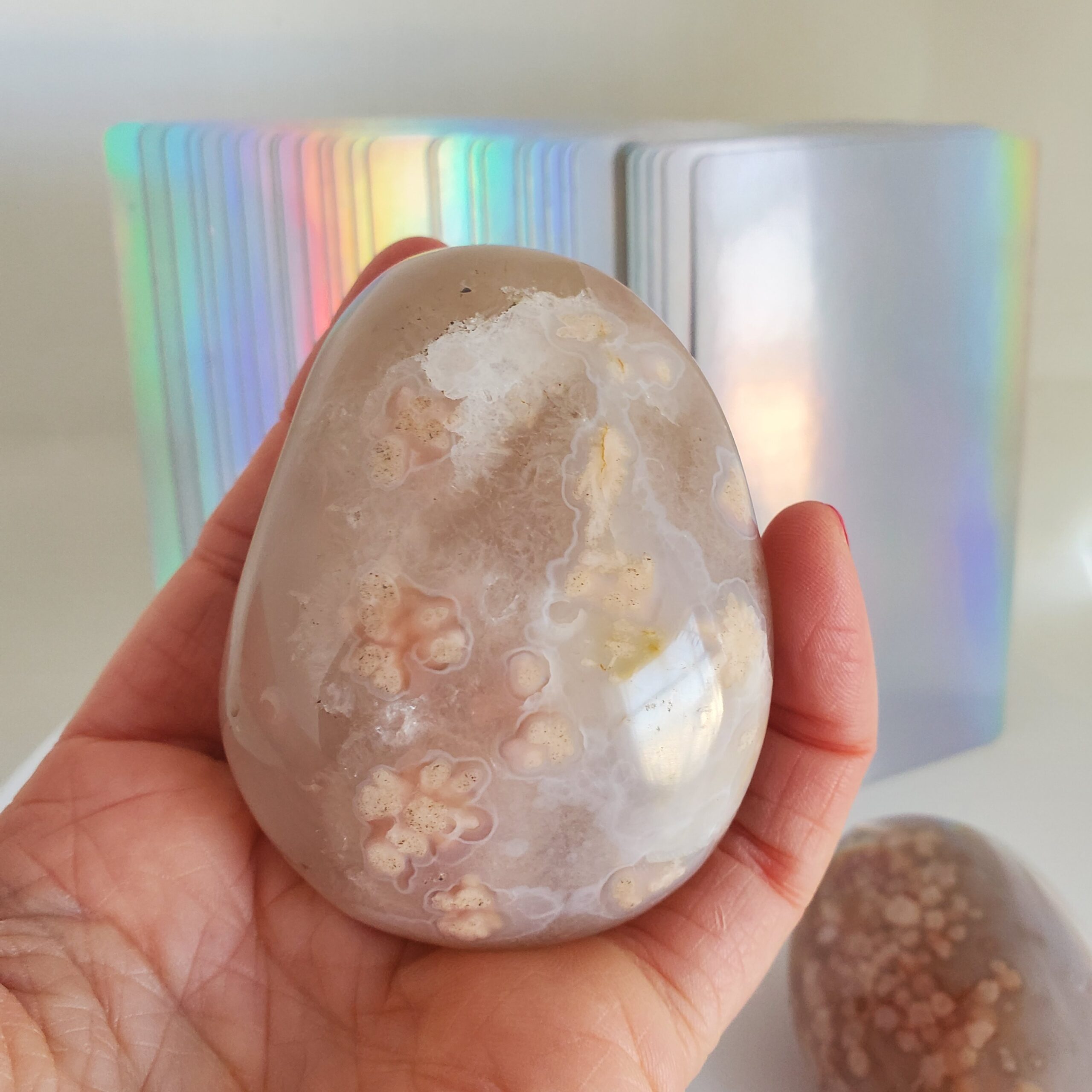 flower agate palm stone (xl)