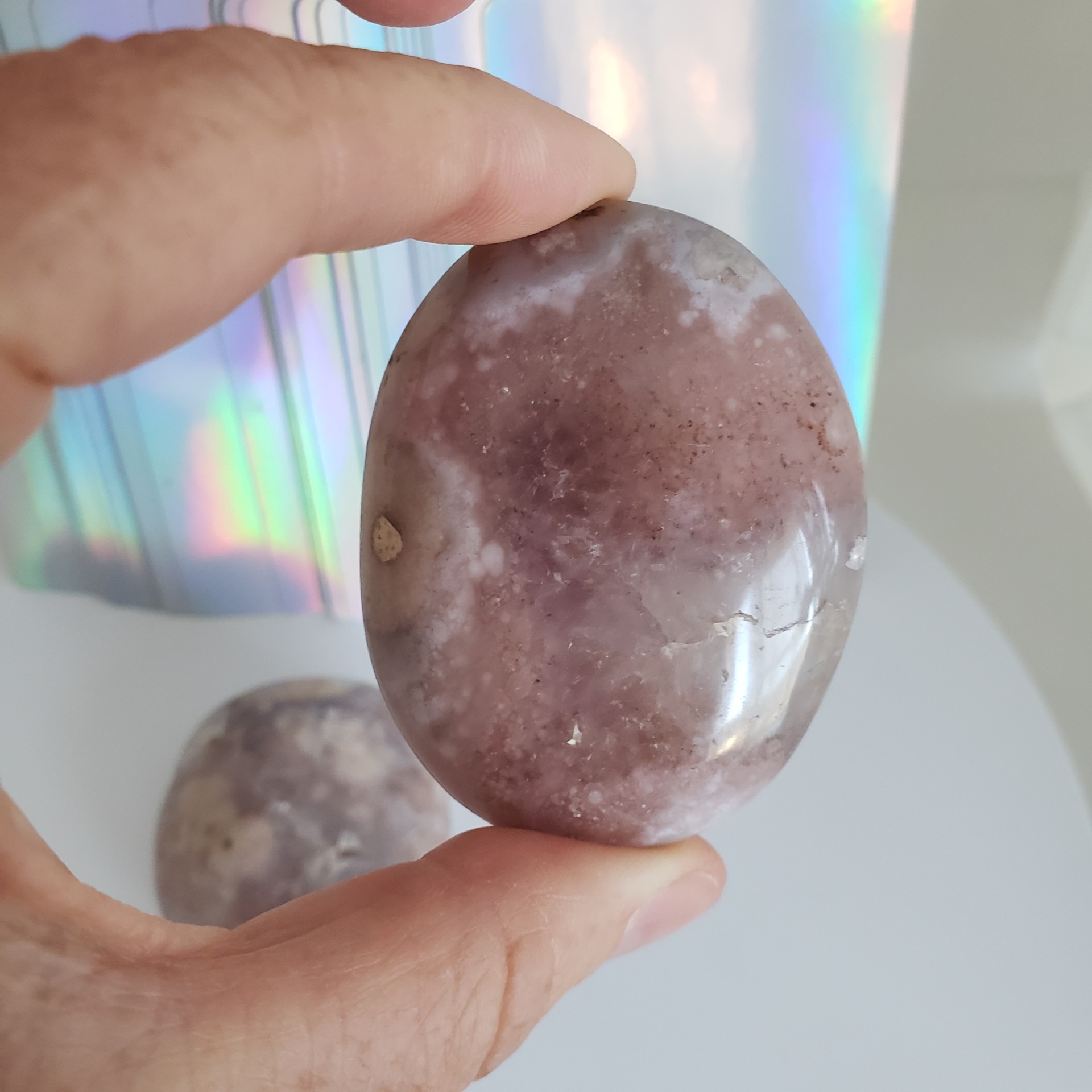 flower agate rounded palm stone 1 left