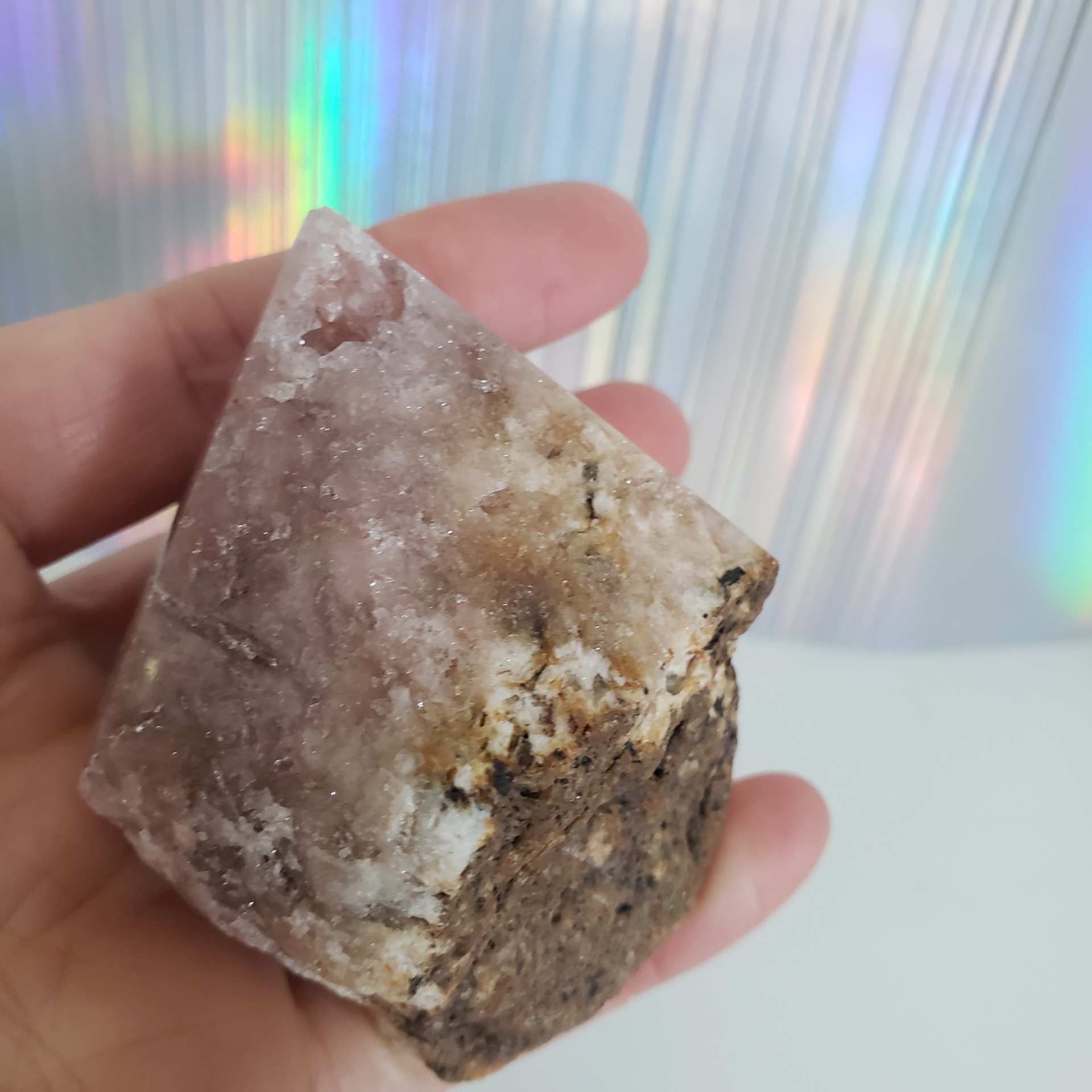 Energy Crystals Pink Amethyst Point w Druzy J23 (1)