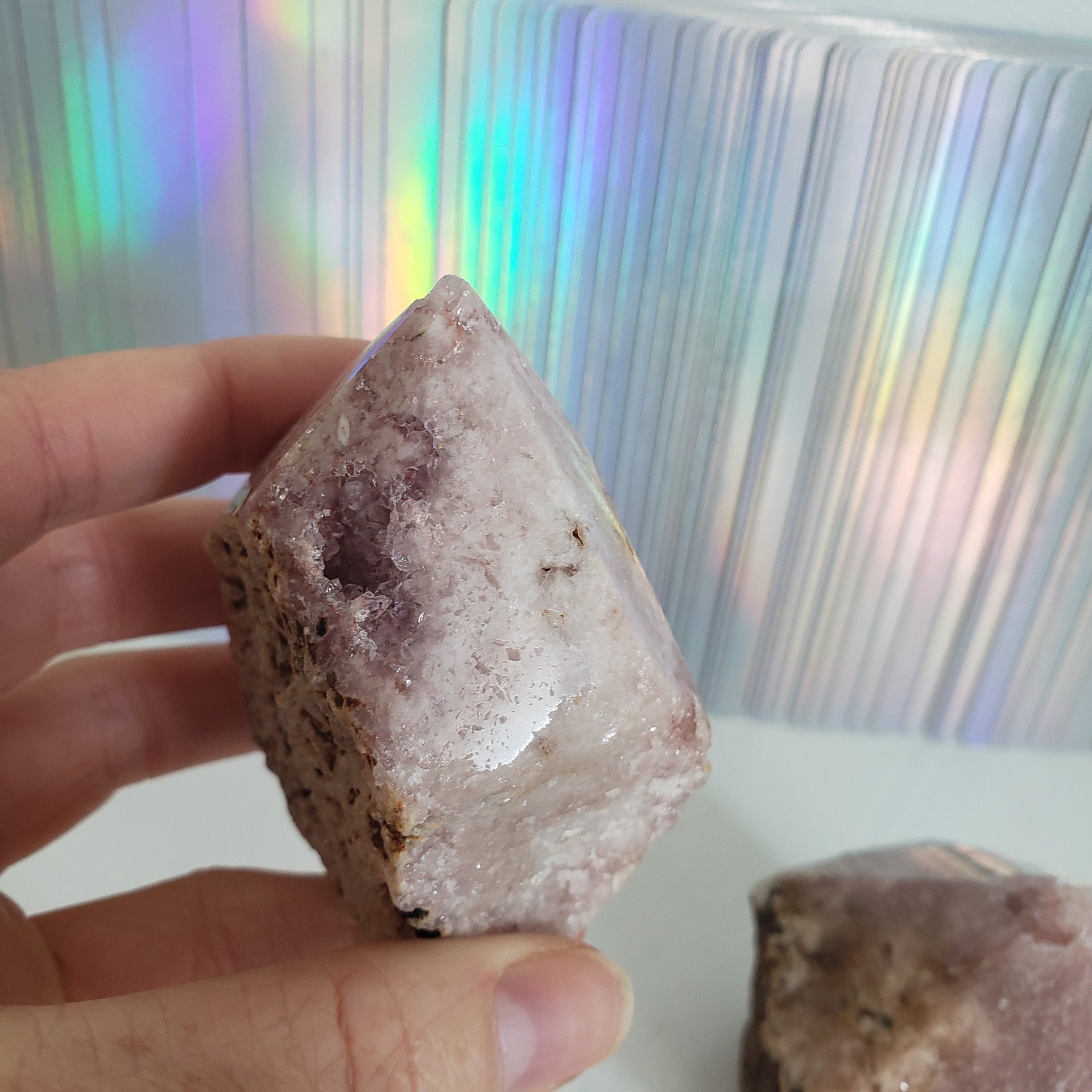 Energy Crystals Pink Amethyst Point w Druzy J23 (7)