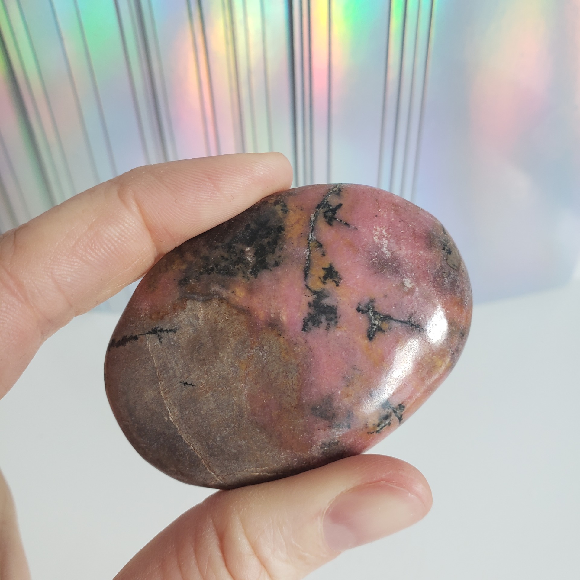 Energy Crystals Rhodonite Palm Stone (1)