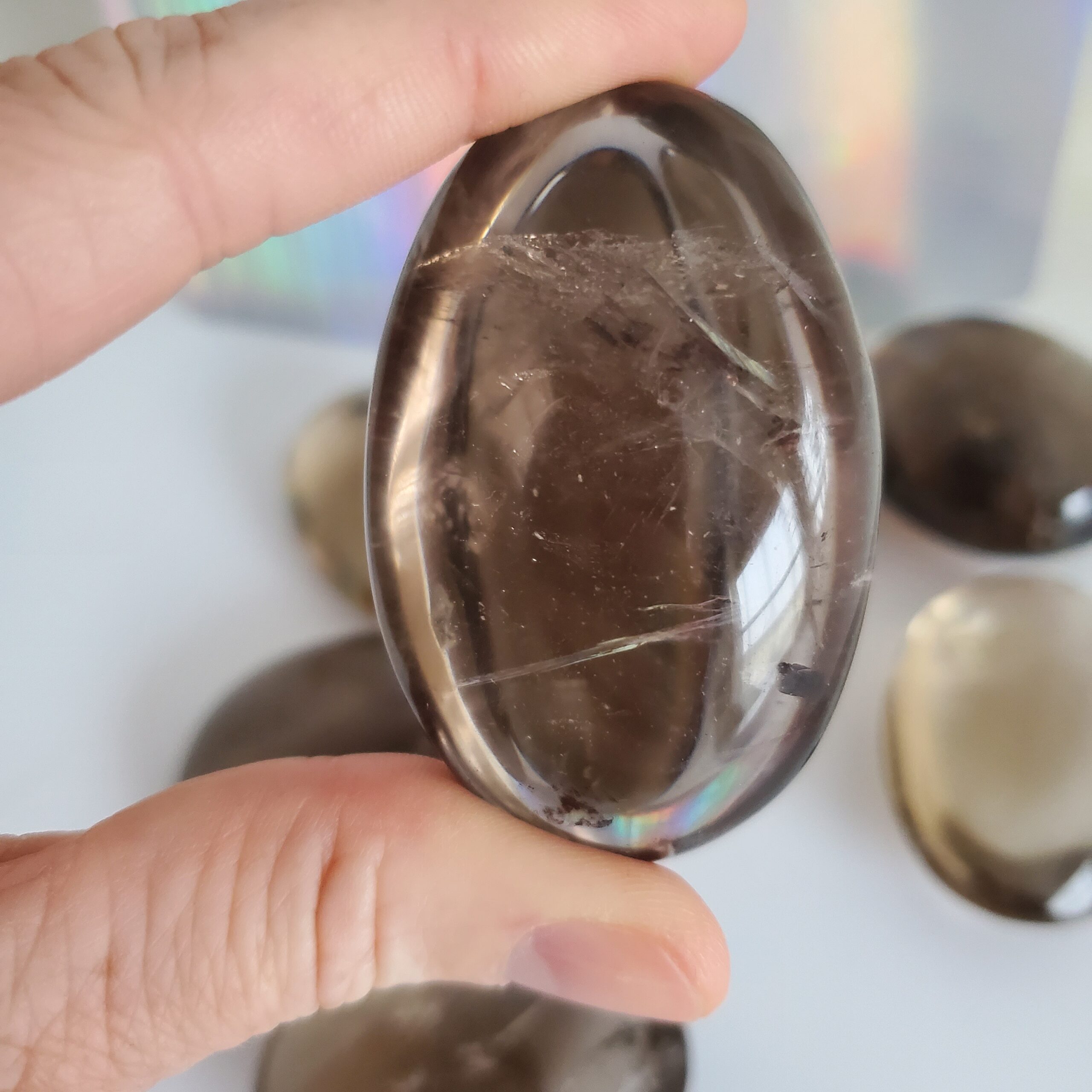 smoky quartz palm stone