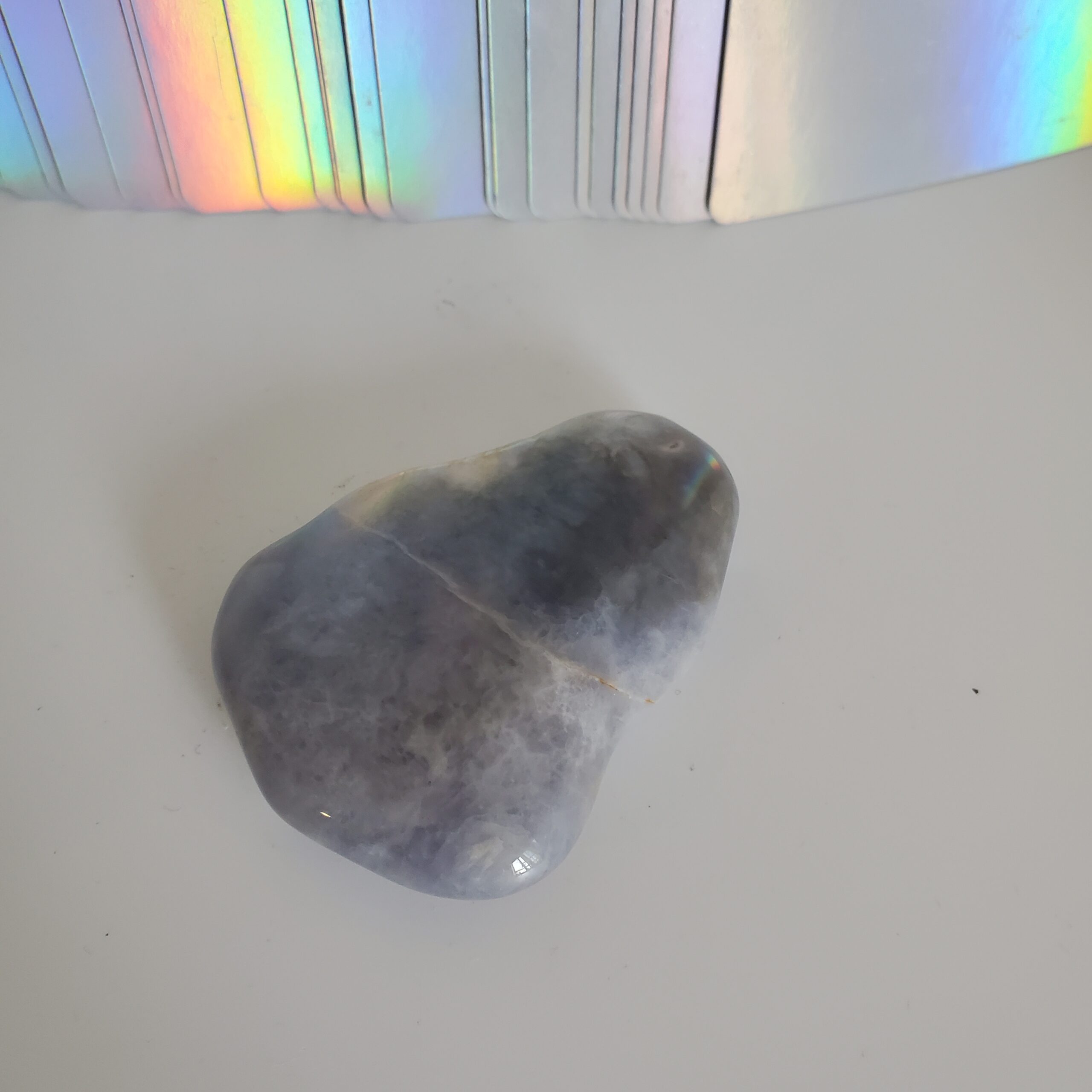 blue chalcedony palm stone 1