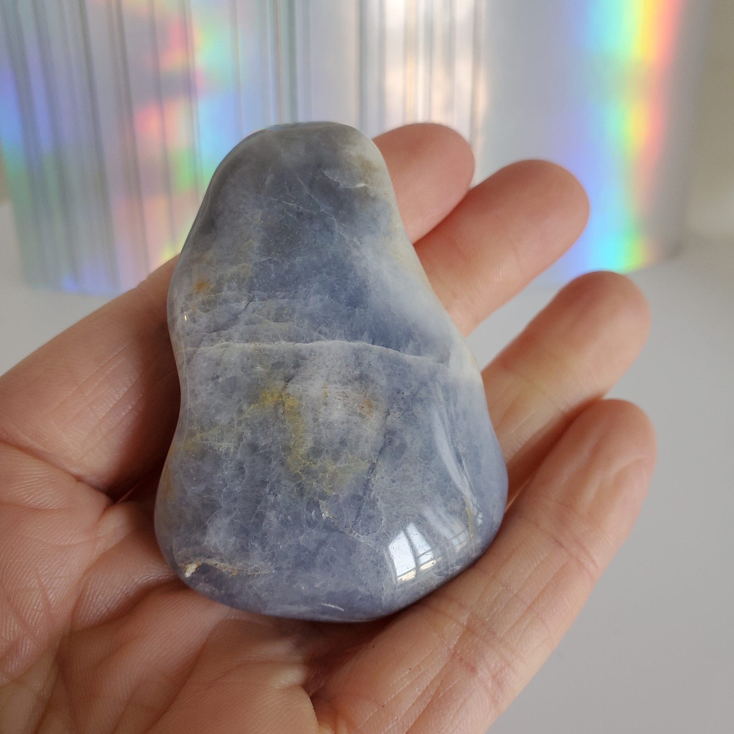 blue chalcedony palm stone 1