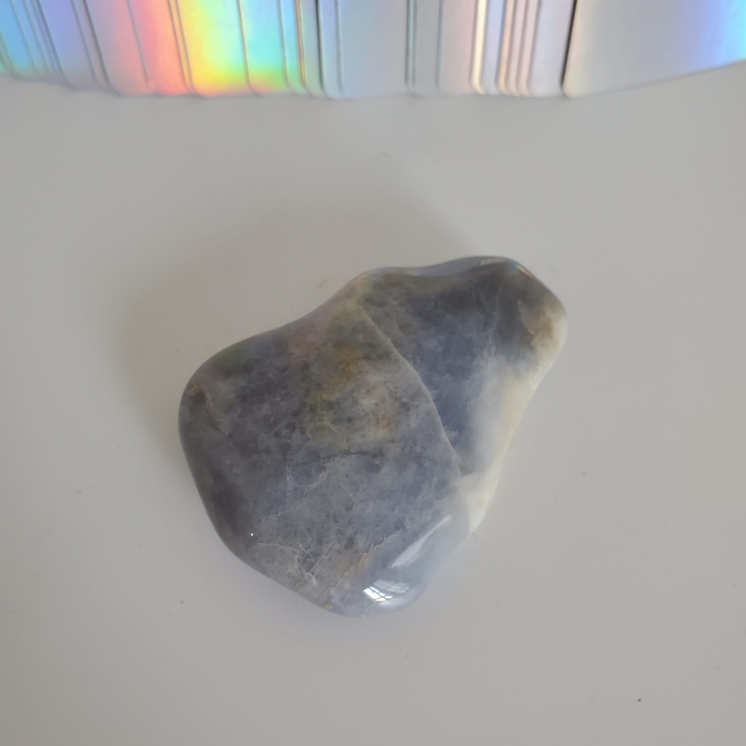 blue chalcedony palm stone 1