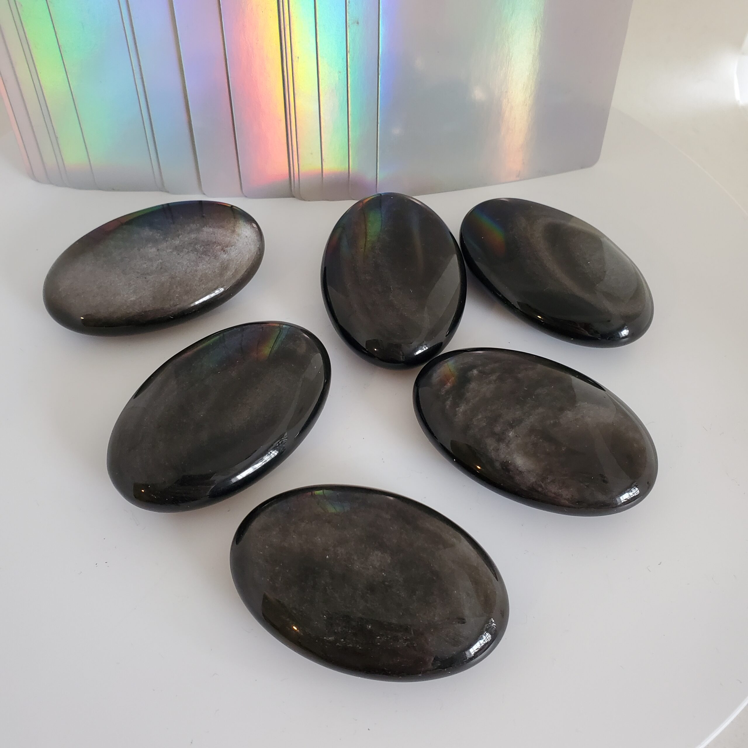 obsidian sheen palm stone